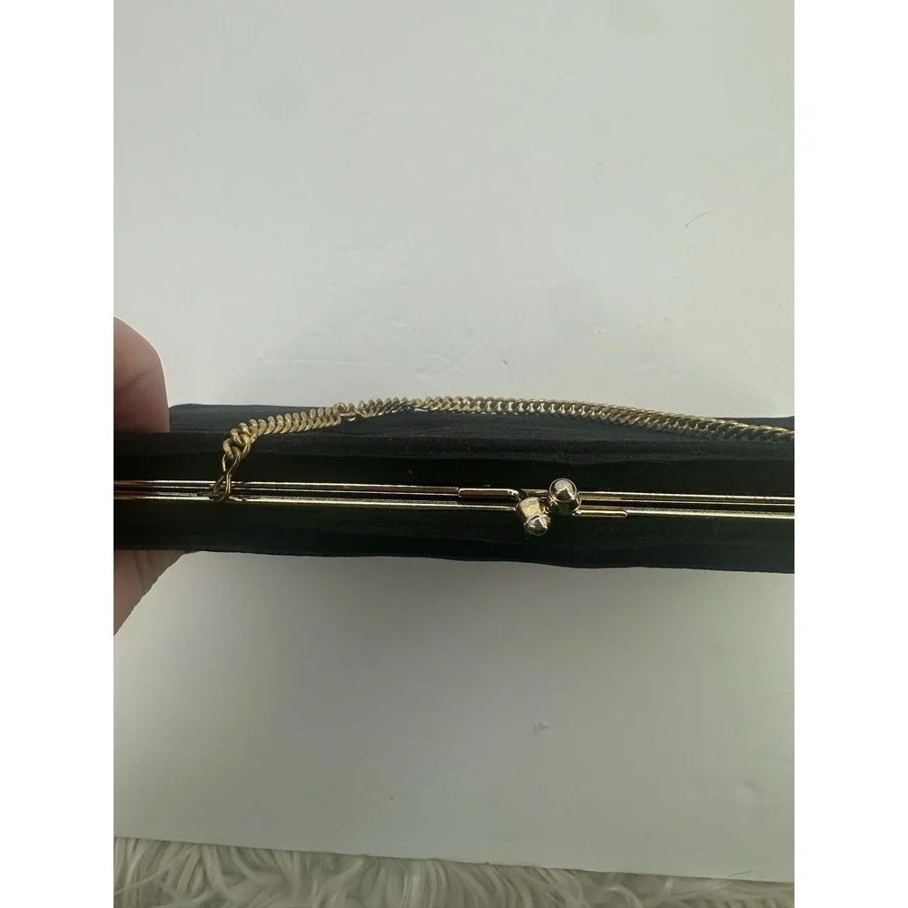 Vintage 1950s-1960s Black fabric Evening handbag Purse HL USA